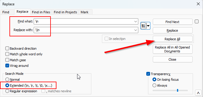 Copy Replace End Of Line Characters